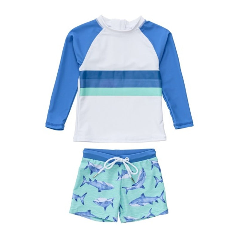 Snapper Rock - Kids Minty Shark Long Sleeve Baby Set
