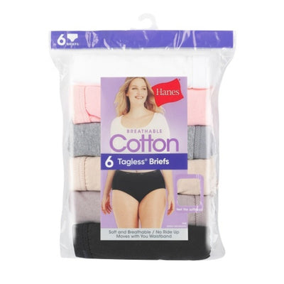 Hanes - Womens Cotton Brief Underwear Moisture-Wicking 6-Pack