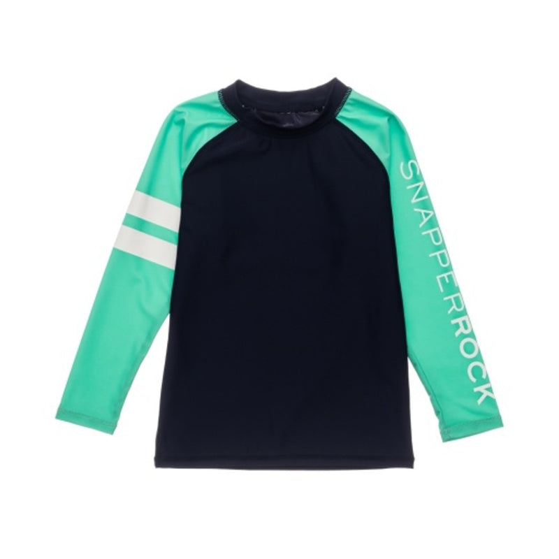 Snapper Rock - Boys Navy Mint Sleeve Long Sleeve Rash Top
