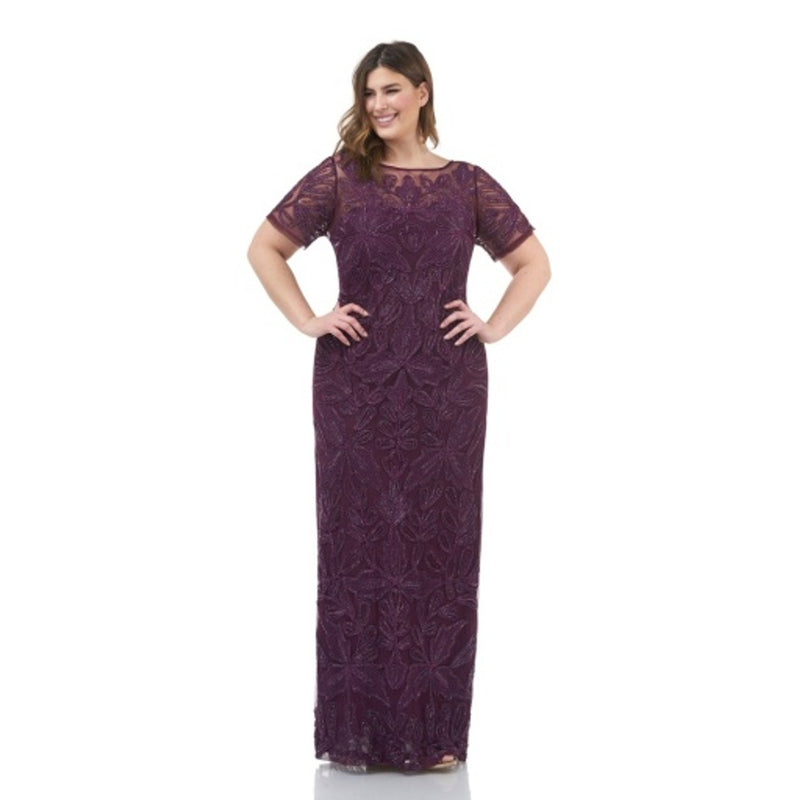JS Collections - Womens Bead Soutache Embroidered Gown