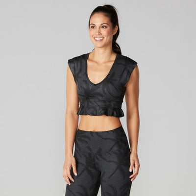 Thirty Three Threads - Unisex Flutter Bra Charcoal Palm