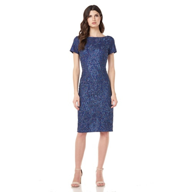 JS Collections - Womens Boat Neck Embroidery Cocktail