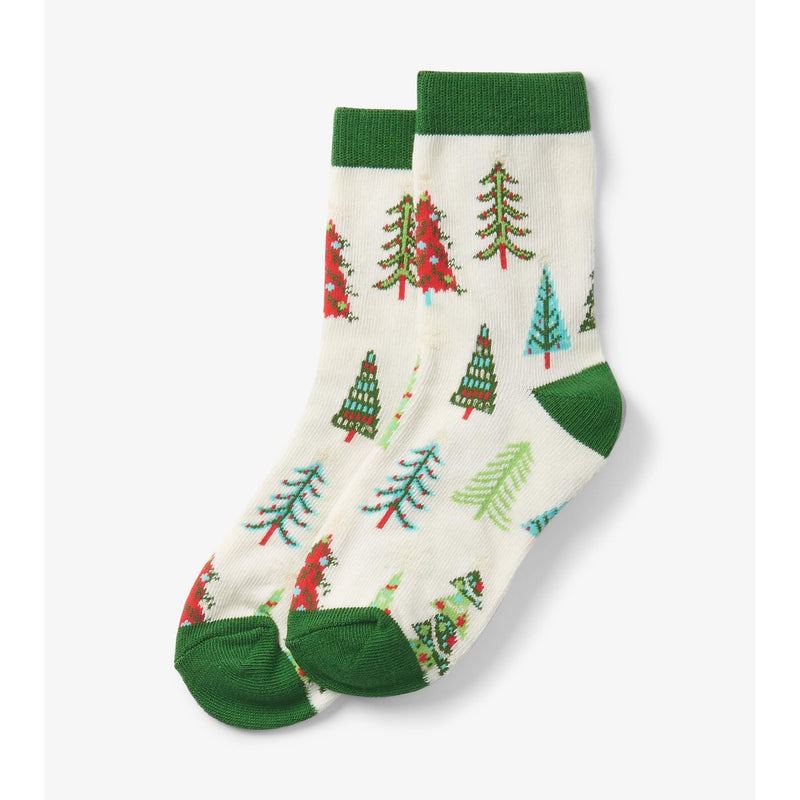 Little Blue House - Christmas Trees Kids Crew Sock