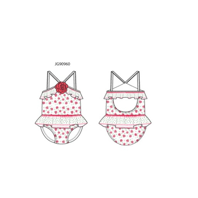 Janie and Jack - Girls K 3d Flwr Skirted 1pc Swim Sm0