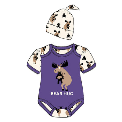 Little Blue House - Moose Bear Hug Baby Bodysuit with Hat