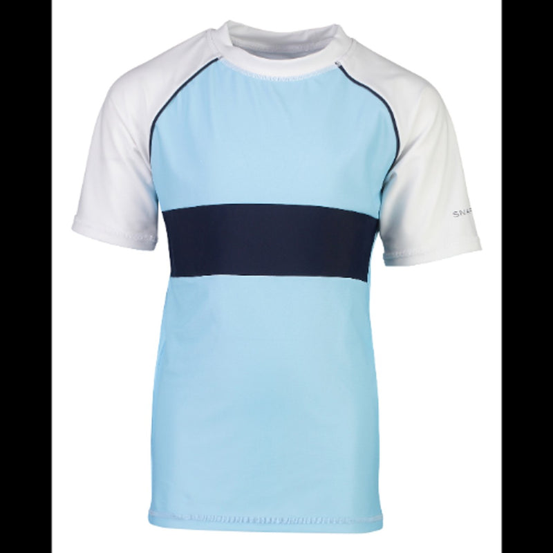 Snapper Rock - Boys Light Blue White Sleeve Short Sleeve Rash Top