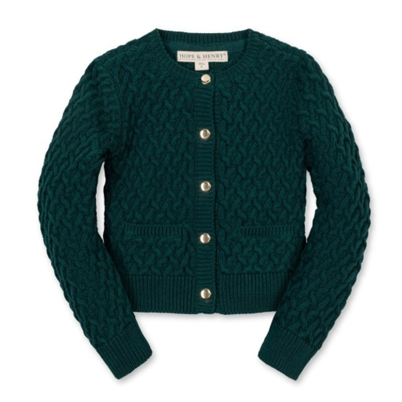 Hope & Henry - Girls Organic Herringbone Cardigan