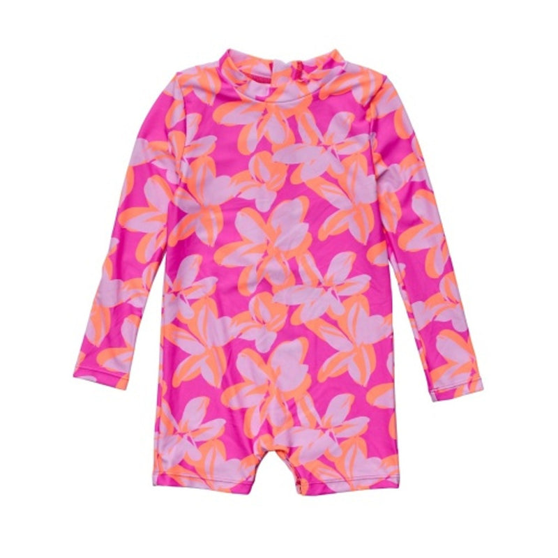 Snapper Rock - Girls Hibiscus Hype Long Sleeve Sunsuit