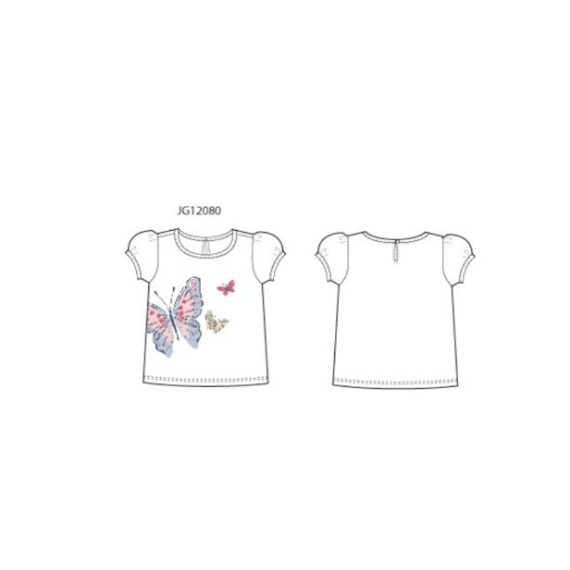 Janie and Jack - Girls K Wht Butterfly Graphic Top Sp1