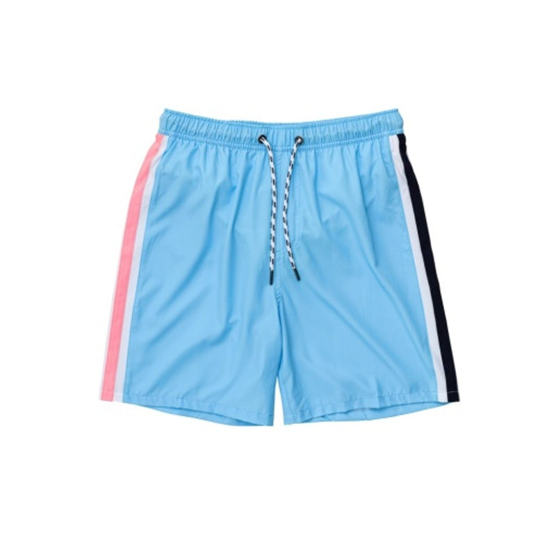 Snapper Rock - Mens Blue Retro Stripe Volley Board Short