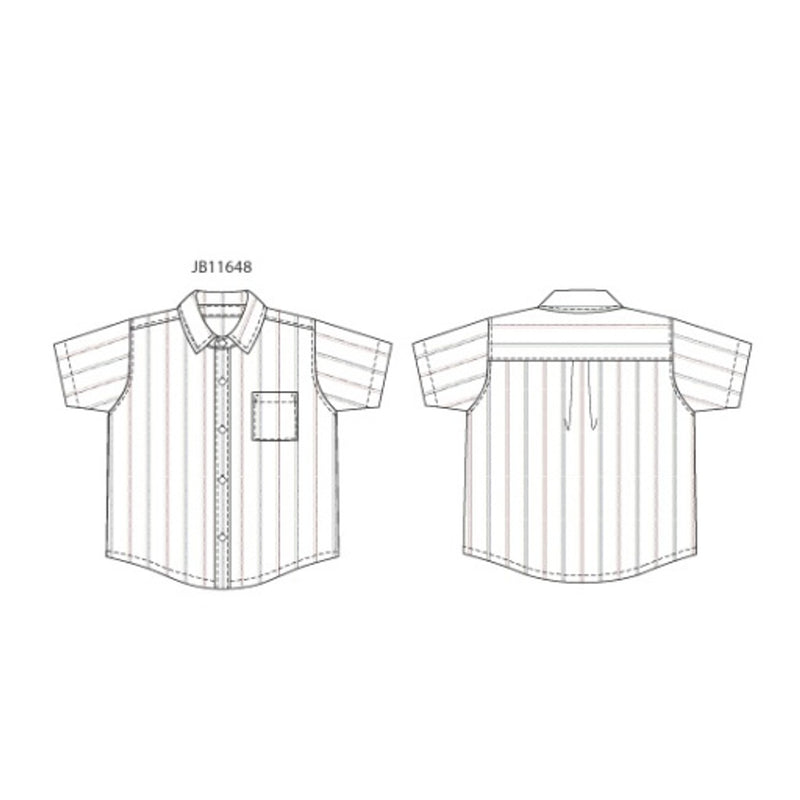 Janie and Jack - Boys with Short Sleeve White Multi Stripe Oxford Shirt Sm2