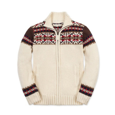 Hope & Henry - Boys Organic Full Zip Mock Neck Sweater