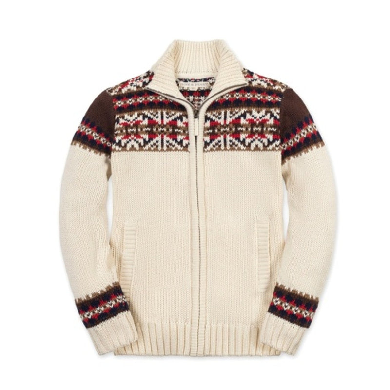 Hope & Henry - Boys Organic Full Zip Mock Neck Sweater