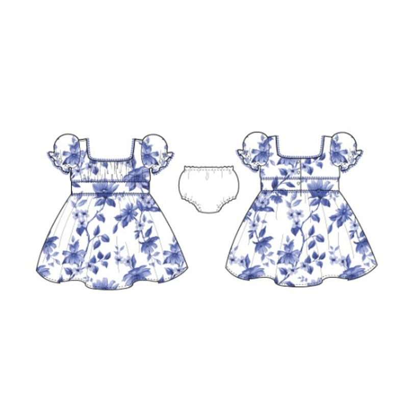 Janie and Jack - Girls with Es Blu Bold Flwr Dress Sp2