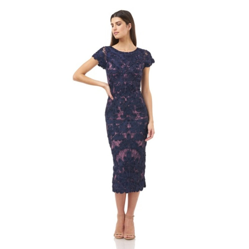 JS Collections - Womens Two-Tone Soutache Midi - Navy Rose