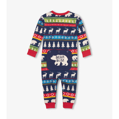 Little Blue House - Navy Fair Isle Baby Union Suit