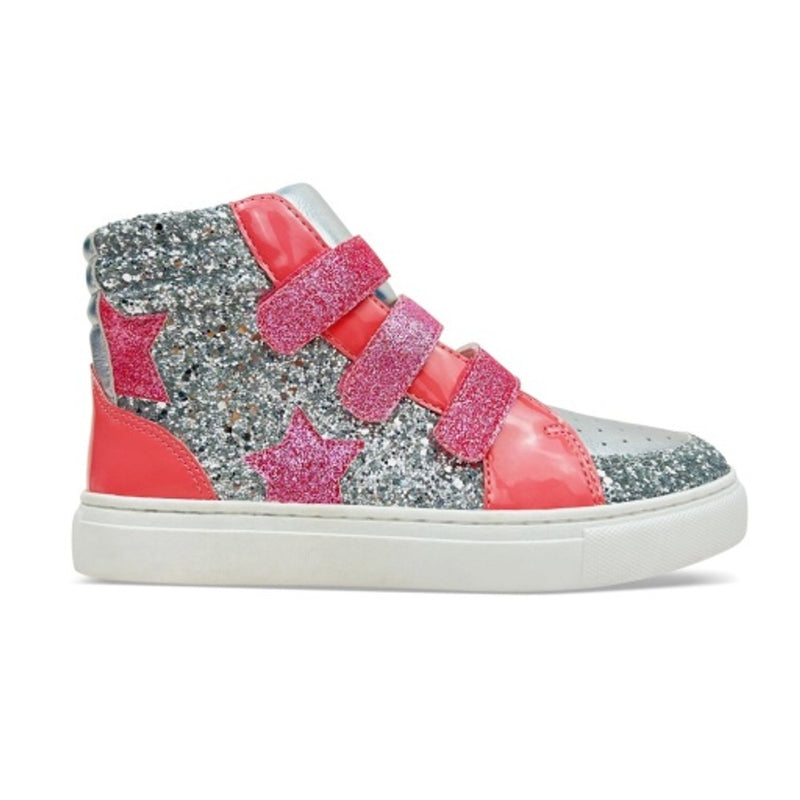 Yosi Samra - Kids Miss Hannah Velcro Sneaker in Pink & Silver Kids