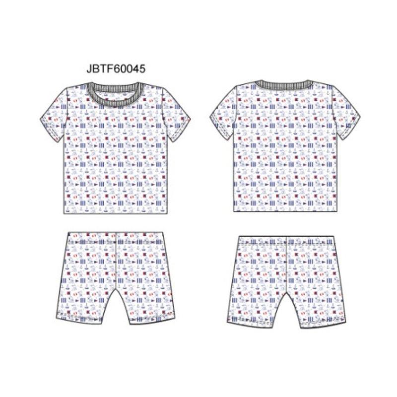Janie and Jack - K Short Sleeve Snoopy Nautical Peanuts Sleep Sum 0