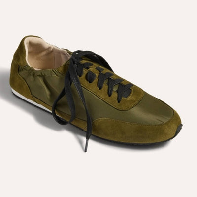 Yosi Samra - Womens Metro Sneaker in Olive Kid Suede/Nylon