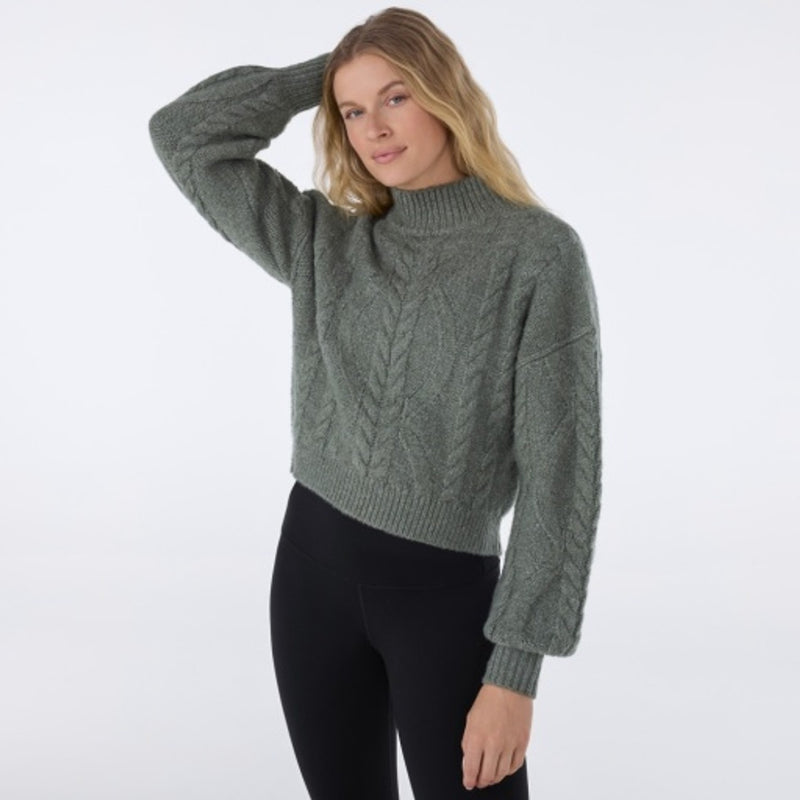 Thirty Three Threads - Unisex Hi Low Cable Sweater Leaf