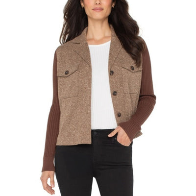 Liverpool Los Angeles - Womens Shacket with Sweater Sleeves