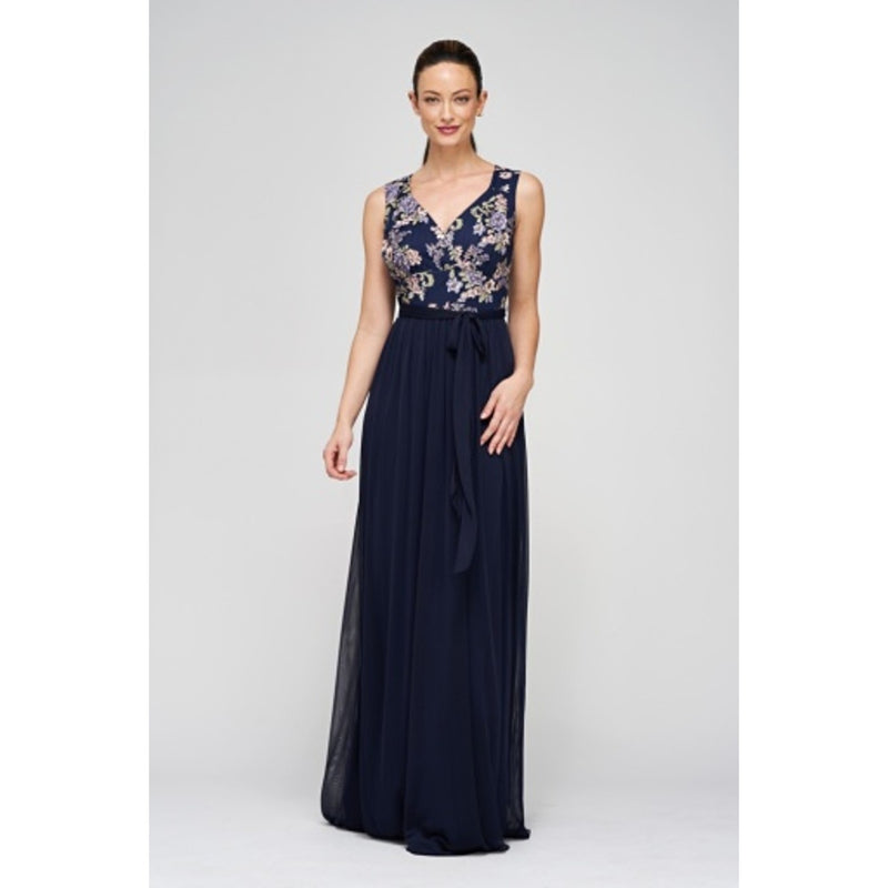 JS Collections - Womens Zoey Applique Gown with Sash