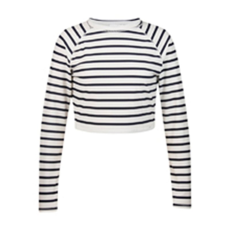 Snapper Rock - Girls Navy/White Stripe Crop Top