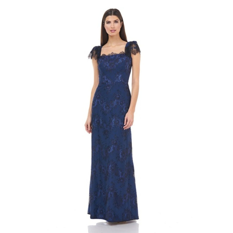 JS Collections - Womens Square Neck Panel Lace Gown