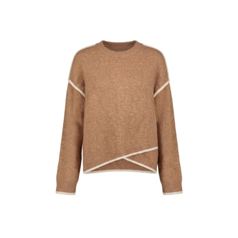 Liverpool Los Angeles - Womens Long Slv Crewneck Sweater with Cream Tulip Hem
