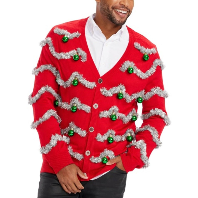 Tipsy Elves - Mens Tinsel Christmas Cardigan Sweater