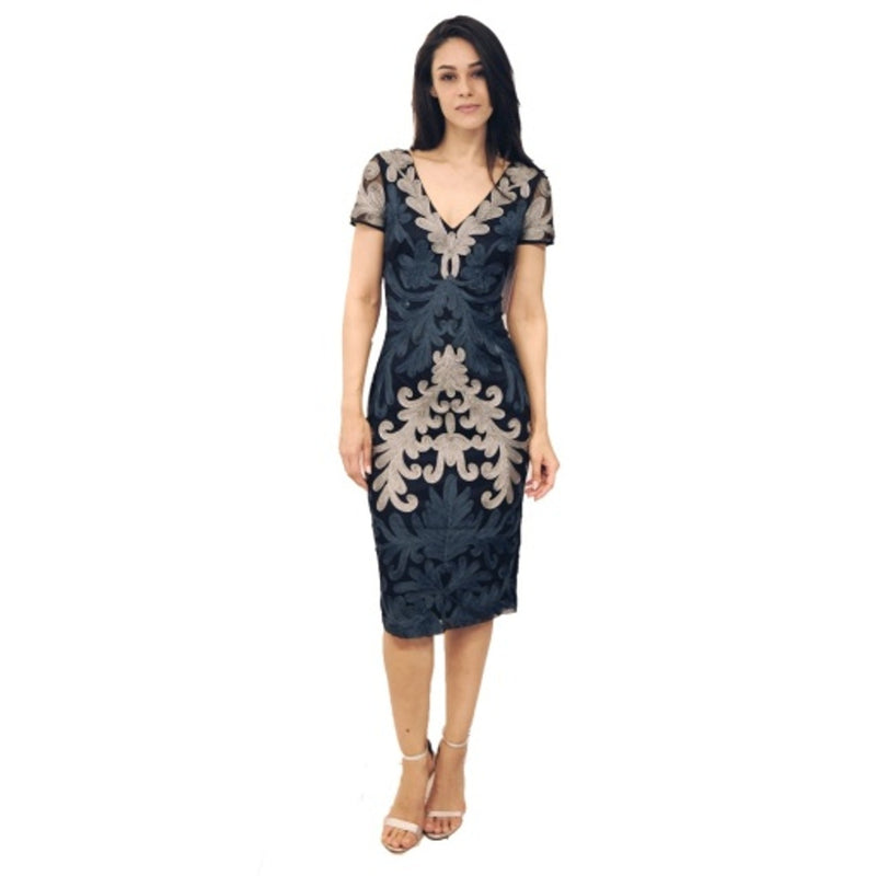JS Collections - Womens V-Neck Soutache Midi