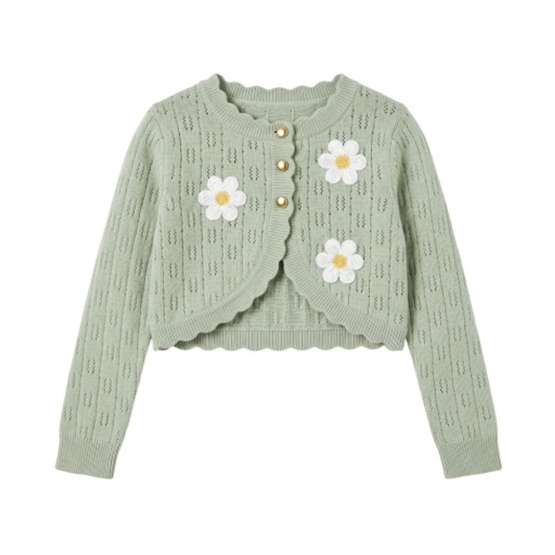 Hope & Henry - Girls Organic Cropped Pointelle Cardigan