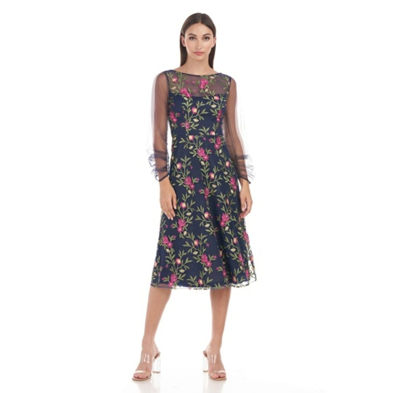JS Collections - Womens Evelyn Illusion Midi Dress