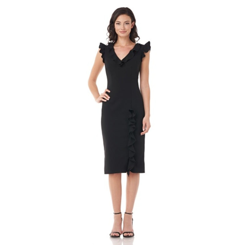 JS Collections - Womens Elbow Sleeve Ruffled Cocktail
