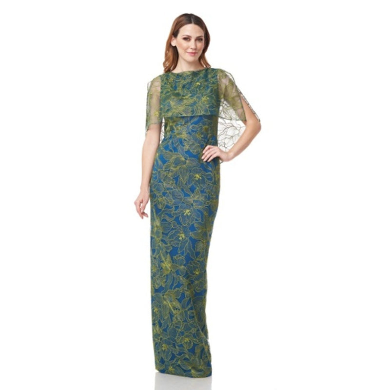 JS Collections - Womens Regina Capelet Column Gown