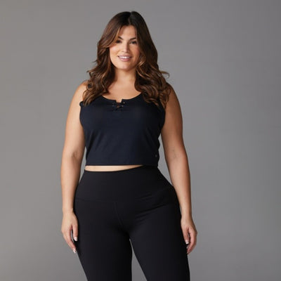 Thirty Three Threads - Unisex Crop Laced Up Tank Ebony