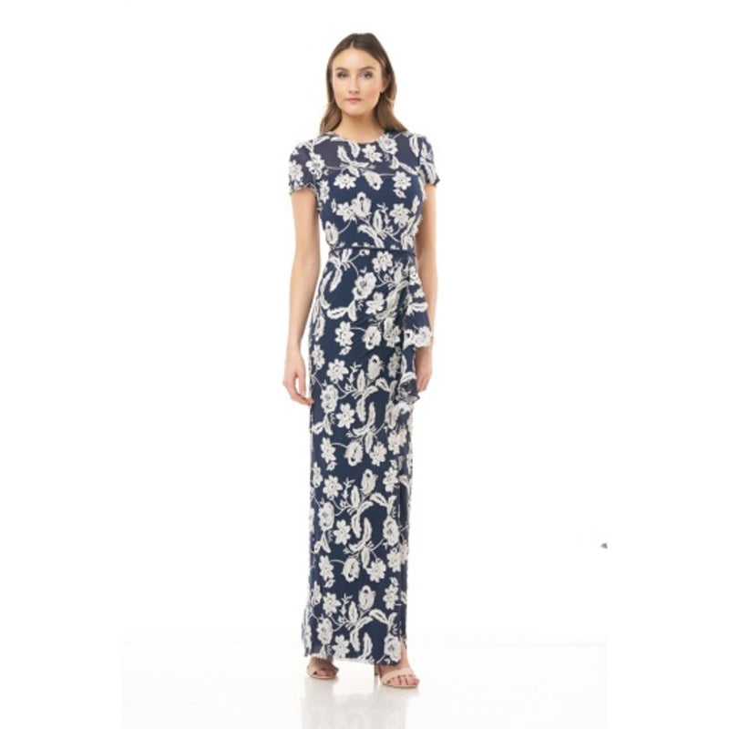 JS Collections - Womens Embroidered Drape Skirt Gown