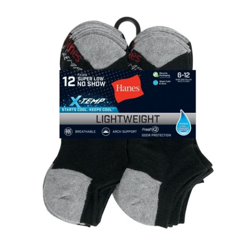 Hanes - Mens X-Temp Men's Lightweight No Show Socks Shoe Sizes 6-12 12-Pairs