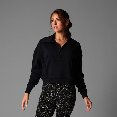 Thirty Three Threads - Unisex Everyday Cozy Half Zip Ebony