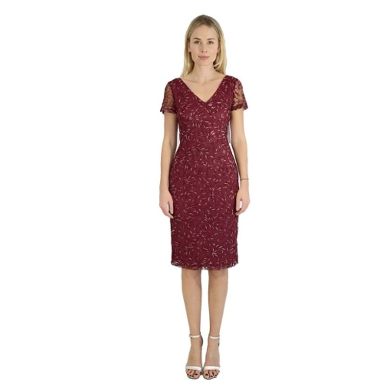 JS Collections - Womens V-Neck Soutache Cocktail