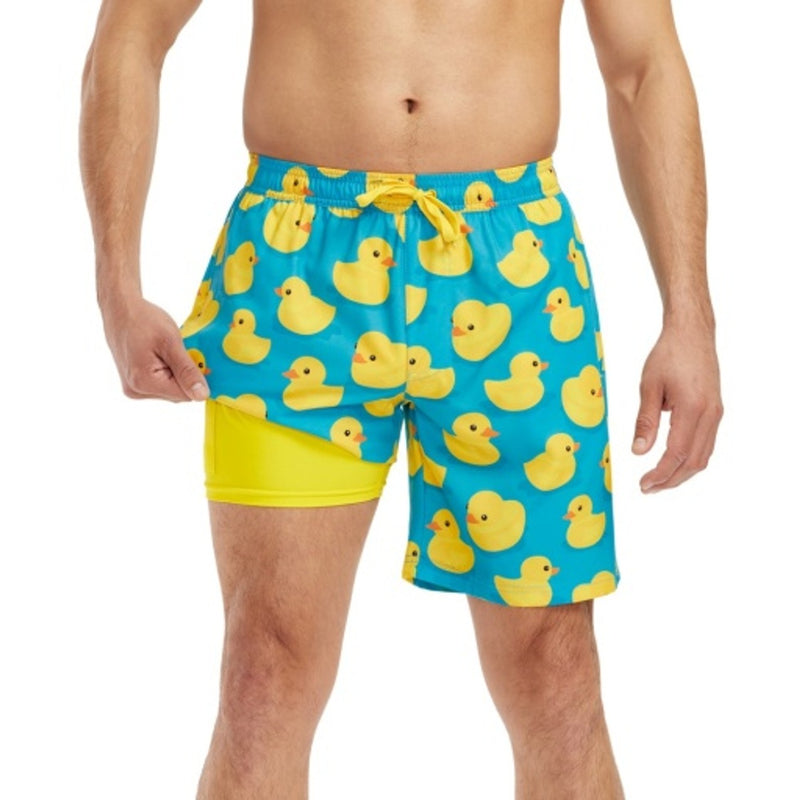 Tipsy Elves - Mens Rubber Ducky Stretch Swim Trunks with Liner
