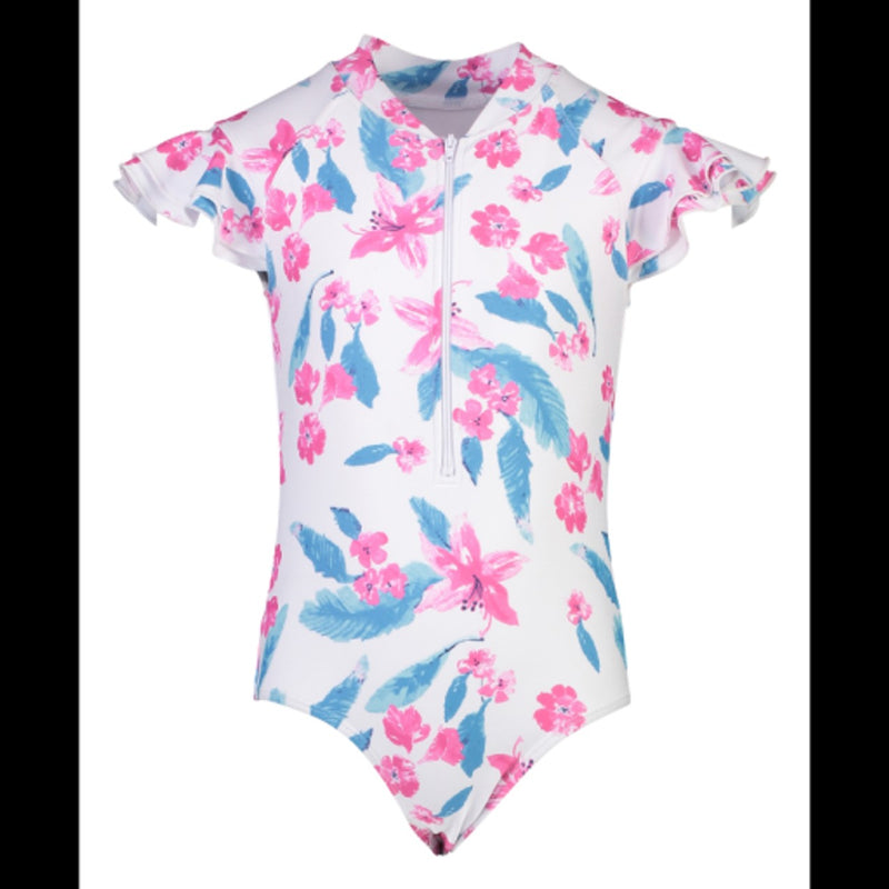 Snapper Rock - Girls Fuschia Lily Flutter Sleeve Surf Suit
