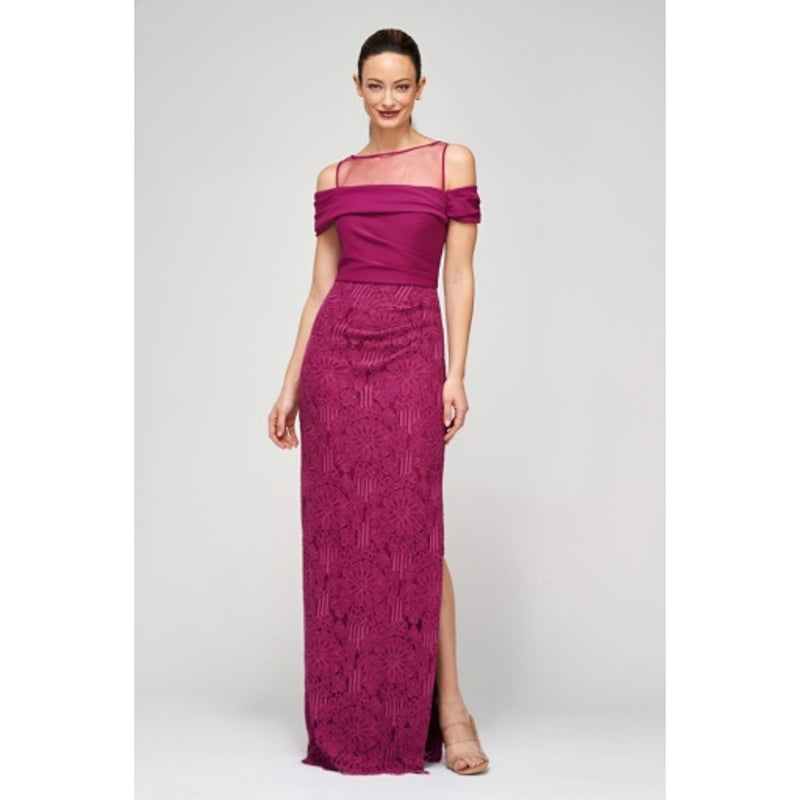 JS Collections - Womens Shiloh Lace Column Gown
