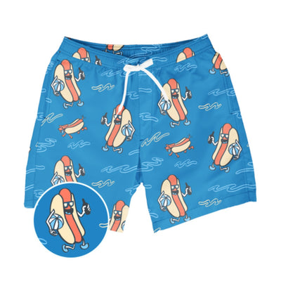 Tipsy Elves - Mens Hot Dog Diver Stretch Swim Trunks