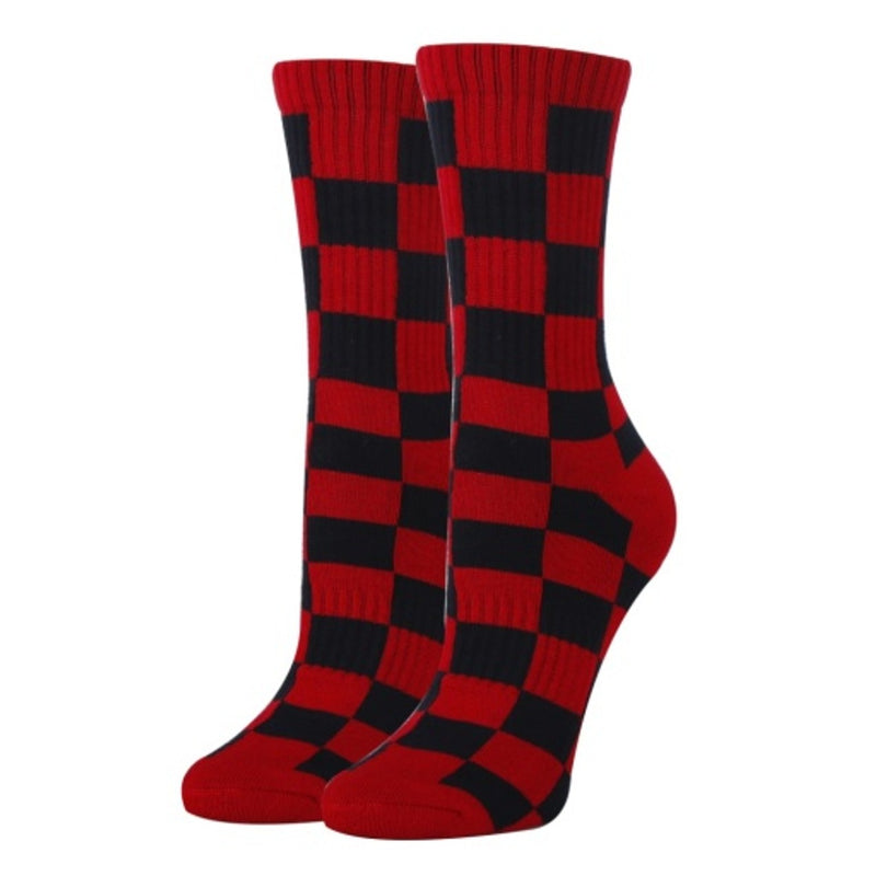 Oooh Yeah - Womens Checker Red Women's Athletic Crew Socks