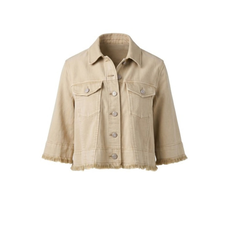 Liverpool Los Angeles - Womens 3/4 Slv Frayed Flounce Jacket