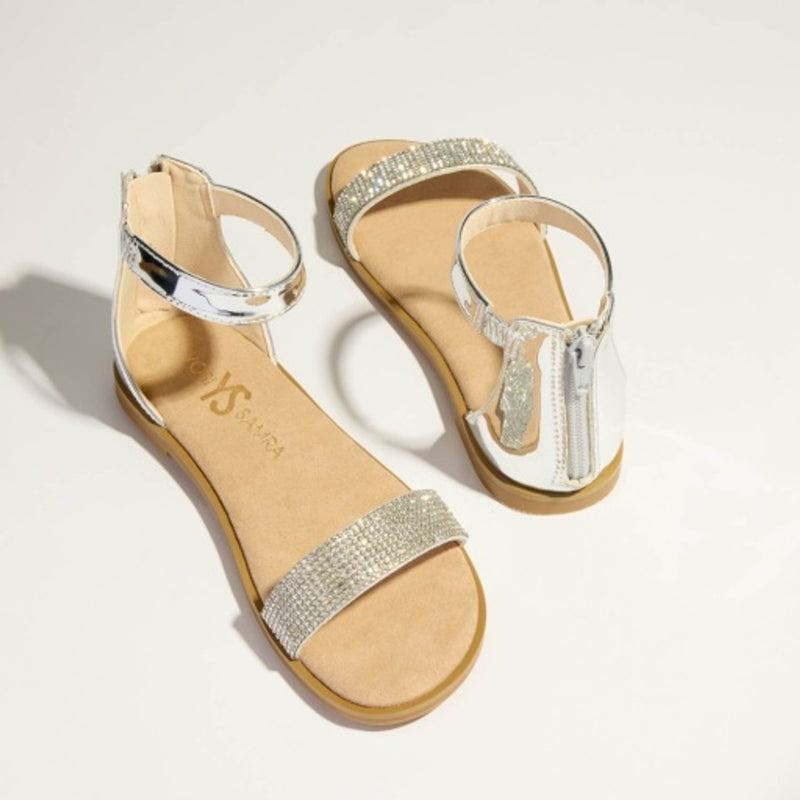 Yosi Samra - Kids Miss Cambelle Sandal in Silver Crystal Kids