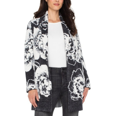 Liverpool Los Angeles - Womens Long Slv Open Front Shawl Sweater Coat