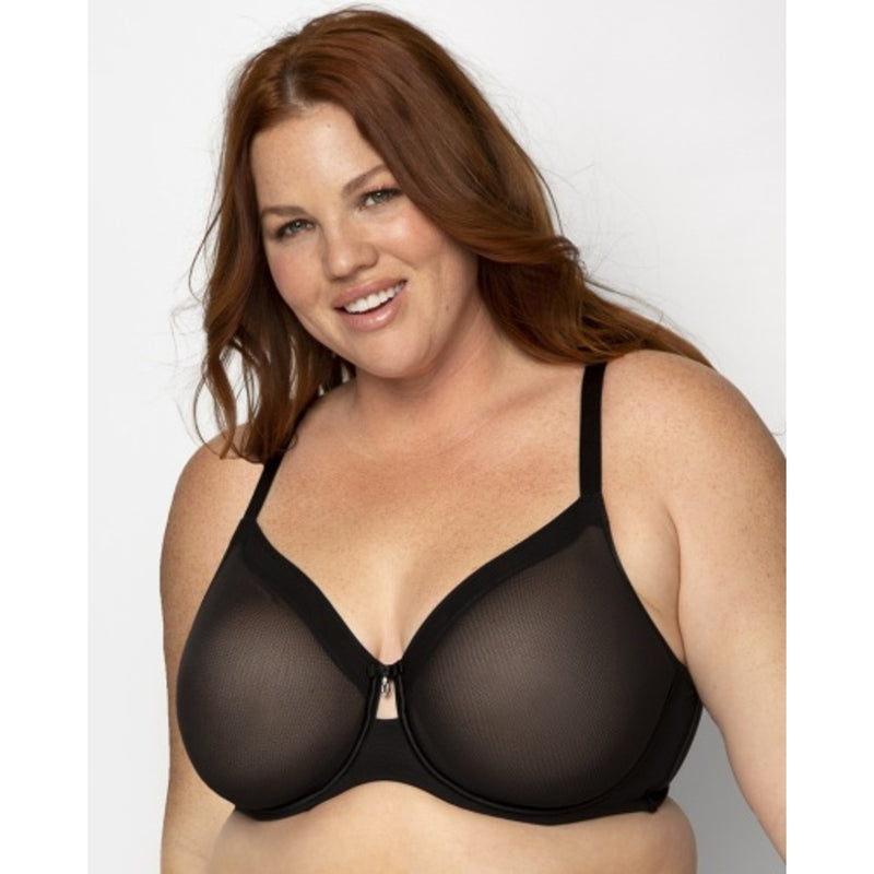 Ariela - Womens Sheer Mesh Full Coverage Unlined Underwire Bra - Black Hue