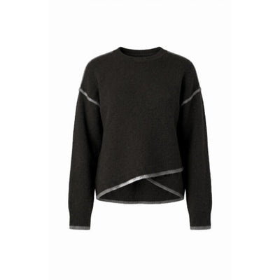 Liverpool Los Angeles - Womens Long Slv Crewneck Sweater with Cream Tulip Hem